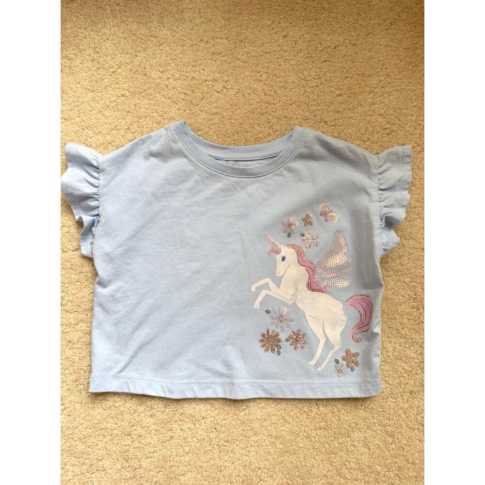 Jumping Beans Unicorn Crop length light blue shirt size 5T